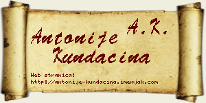 Antonije Kundačina vizit kartica